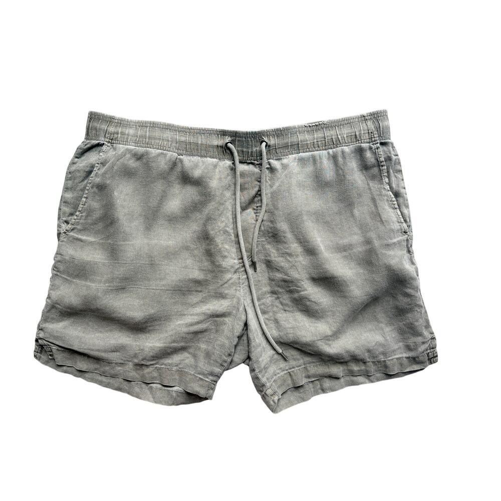 James Perse Women's Size 4 Linen Drawstring Shorts Grey Relaxed Fit